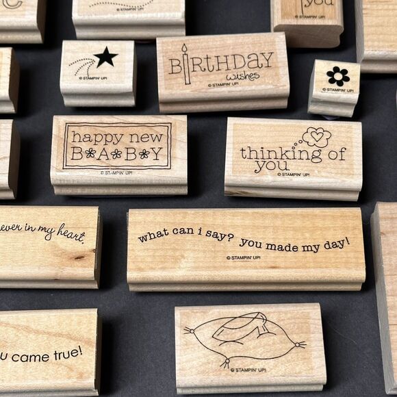 Lot of 23 Stampin UP Wood Stamp Stamps Mounted Rubber Mixed Themes Occasions - Picture 6 of 13